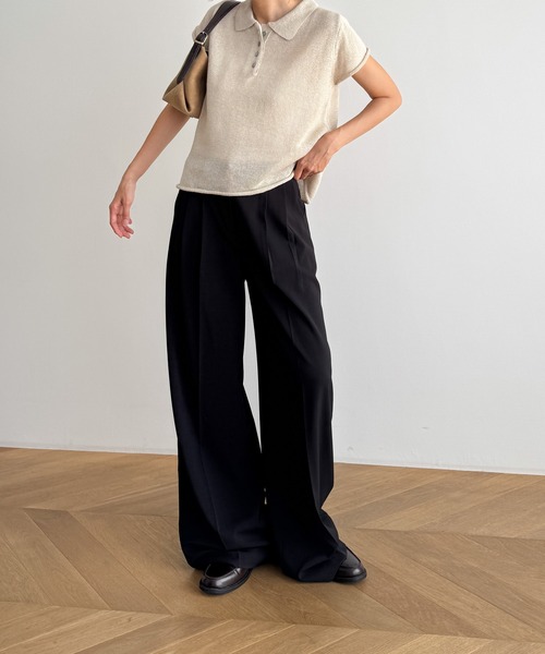 CANAL JEAN ニット セーター El mar ペーパー半袖ポロニット