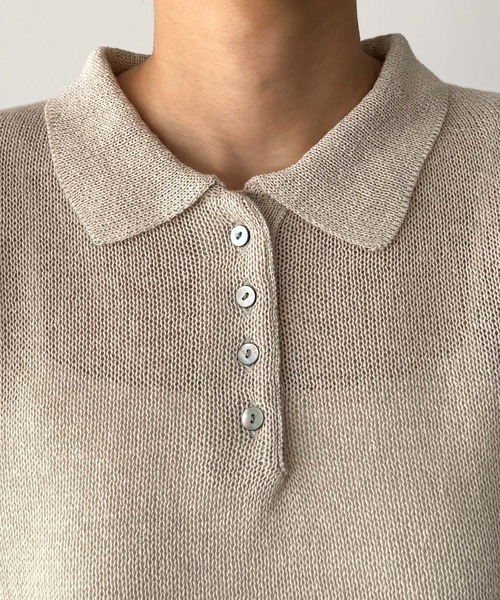CANAL JEAN ニット セーター El mar ペーパー半袖ポロニット