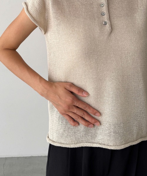 CANAL JEAN ニット セーター El mar ペーパー半袖ポロニット