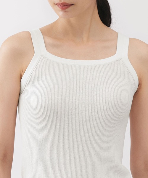 bobocho ホワイト ニット タンクトップ MUJI Labo タンクトップ ノースリーブ 「MUJI Labo」婦人 強撚コットン