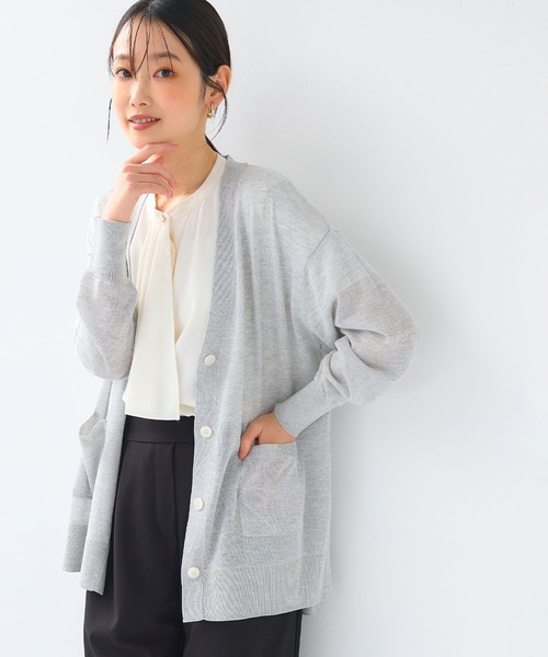 「CROSS FUNCTION」 ニットカーディガン L ベージュ レディース