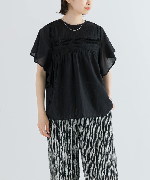 新品タグ付き ノースリーブフリルブラウス 黒 ブラック アーバンリサーチ 完売 URBAN RESEARCH（アーバンリサーチ） ブラウス シャツ ノースリーブ