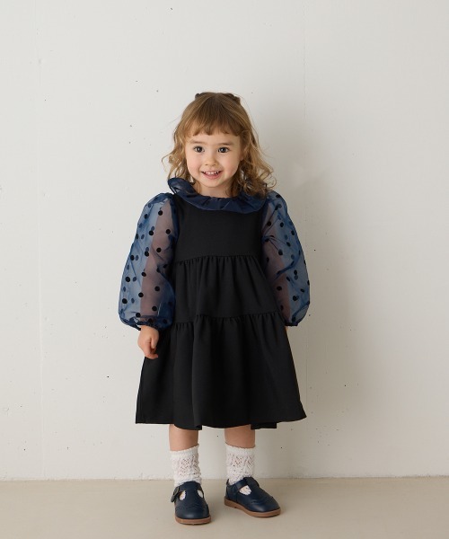 riziere（リジェール） ワンピース 入学式 ドット柄シフォンドッキング 