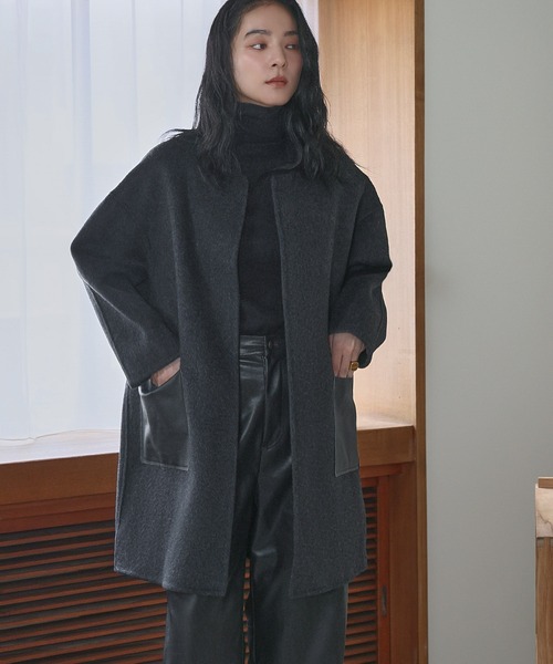 ELFRANK コート アウター 「2025AW」「ウール70％」レザーポケット