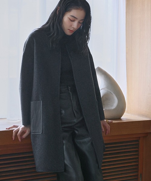 ELFRANK コート アウター 「2025AW」「ウール70％」レザーポケット