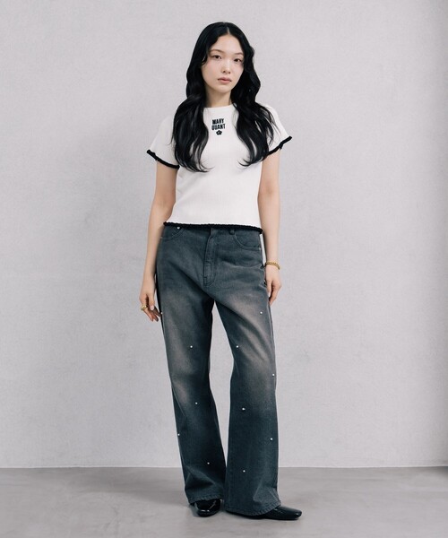 「PUBLUX」 半袖カットソー「MARY QUANTコラボ」 フリ- ブラック レディース_画像3