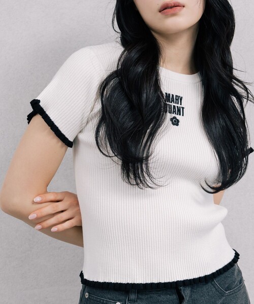 「PUBLUX」 半袖カットソー「MARY QUANTコラボ」 フリ- ブラック レディース_画像7