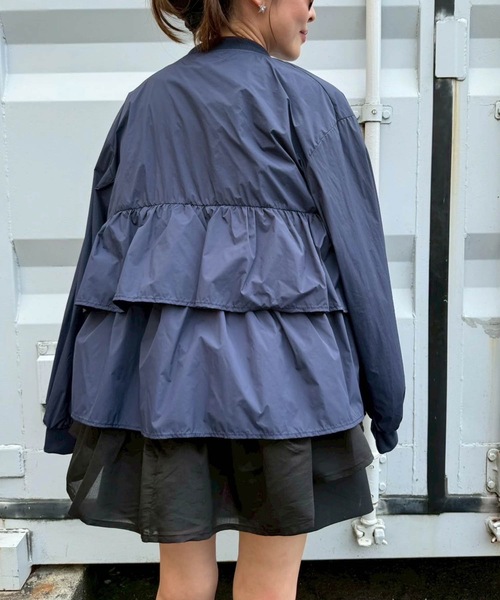 Myu ブルゾン アウター UVカットフリル軽量ジップブルゾン