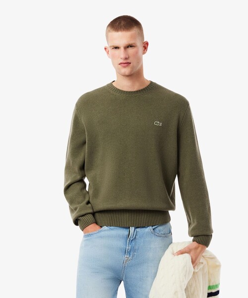 【未使用品】LACOSTE/エッセンシャル ウール ニット セーター/ベージュ BEAMS BOY（ビームス ボーイ）LACOSTE / エッセンシャル ウール ニット