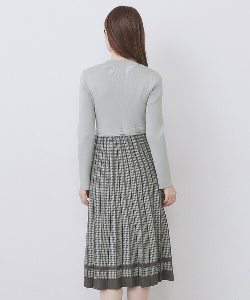 index（インデックス） ワンピース 千鳥チェックバイカラーニット