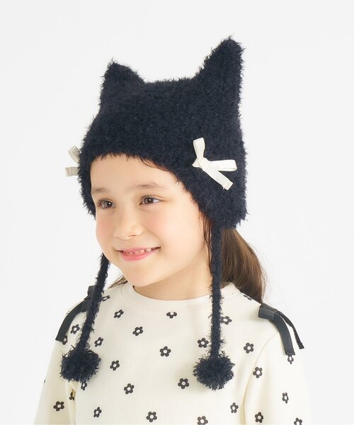 apres les cours（アプレレクール） ニット帽 ニットキャップ ねこ