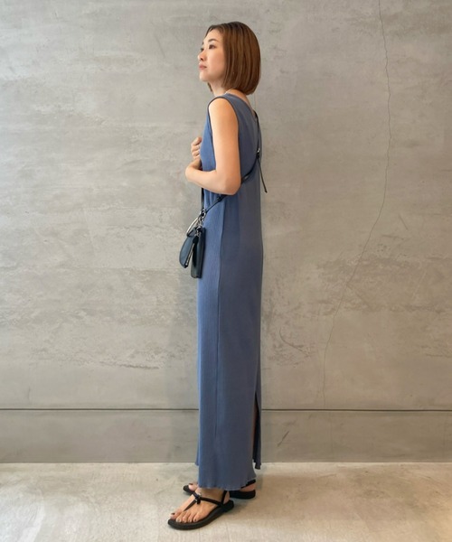 「INTER FACTORY」 ノースリーブワンピース MEDIUM ブルー レディース_画像2
