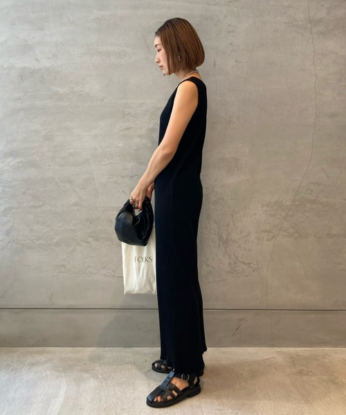 「INTER FACTORY」 ノースリーブワンピース MEDIUM ブルー レディース_画像6