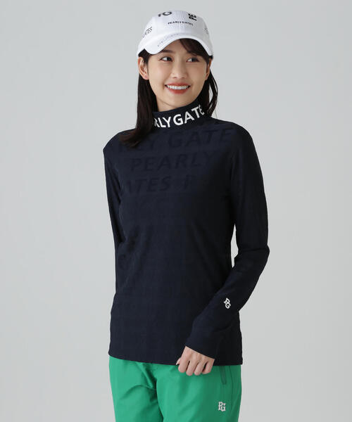 【未使用】PEARYGATES 3Dベアジャガードハイネックカットソー サイズ0 PEARLY GATES（パーリーゲイツ） tシャツ 3Dベアジャガードハイネック