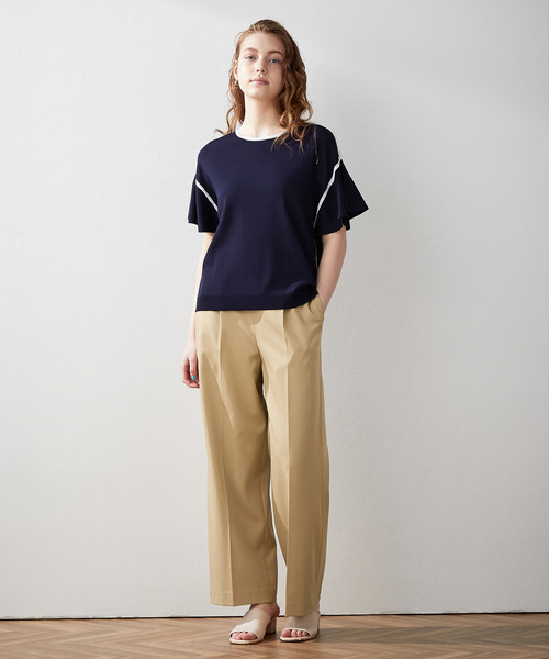 「LE SOUK HOLIDAY」 半袖ニット L ネイビー レディース_画像9