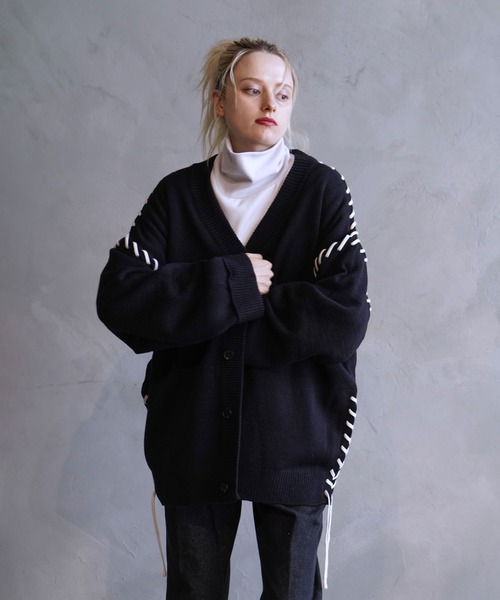 「JUNRED」 ニットカーディガン M ブラック メンズ_画像2