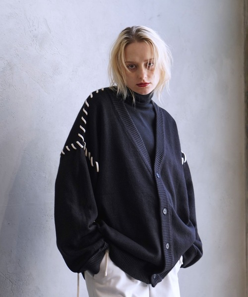 「JUNRED」 ニットカーディガン M ブラック メンズ_画像5