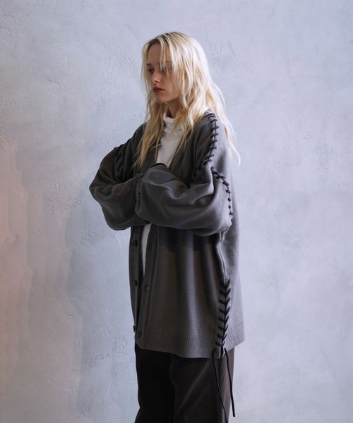 「JUNRED」 ニットカーディガン M ブラック メンズ_画像6