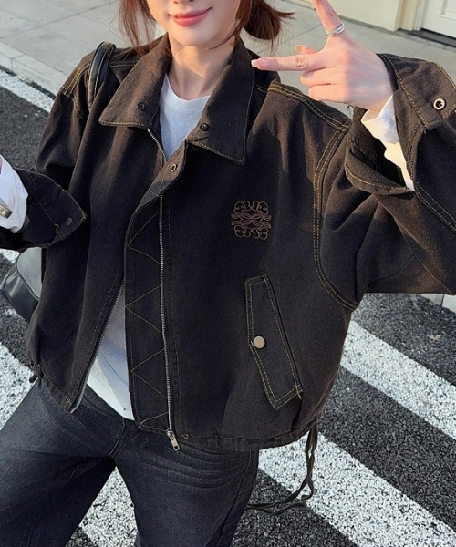 Diosfront デニムジャケット gジャン 襟レースデニムジャケット