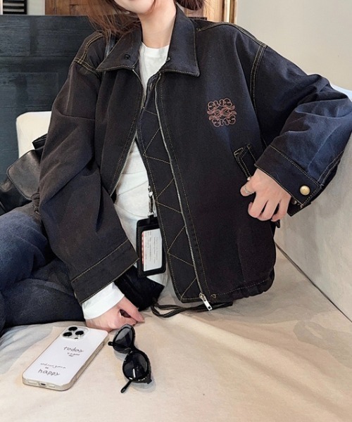 Diosfront デニムジャケット gジャン 襟レースデニムジャケット