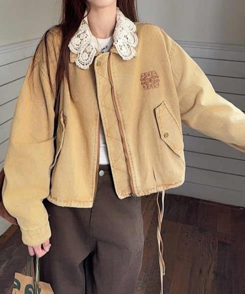 Diosfront デニムジャケット gジャン 襟レースデニムジャケット