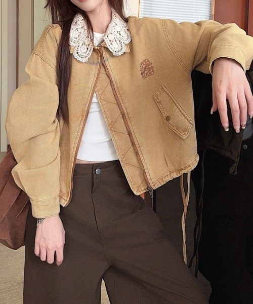 Diosfront デニムジャケット gジャン 襟レースデニムジャケット