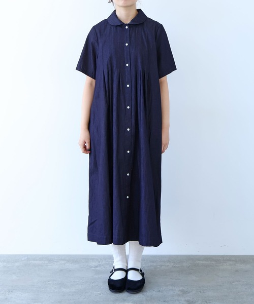 bulle de savon（ビュルデサボン） ワンピース 5.5OZ denim 丸衿