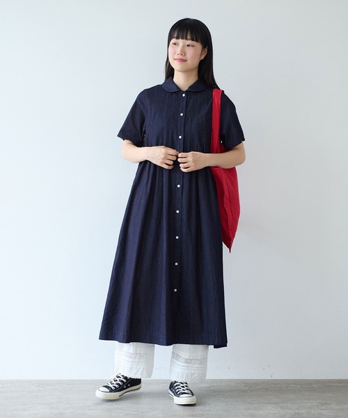 bulle de savon（ビュルデサボン） ワンピース 5.5OZ denim 丸衿