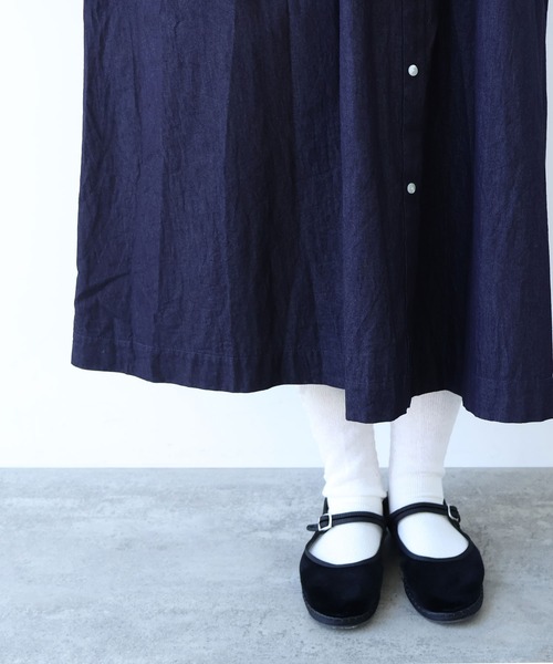 bulle de savon（ビュルデサボン） ワンピース 5.5OZ denim 丸衿