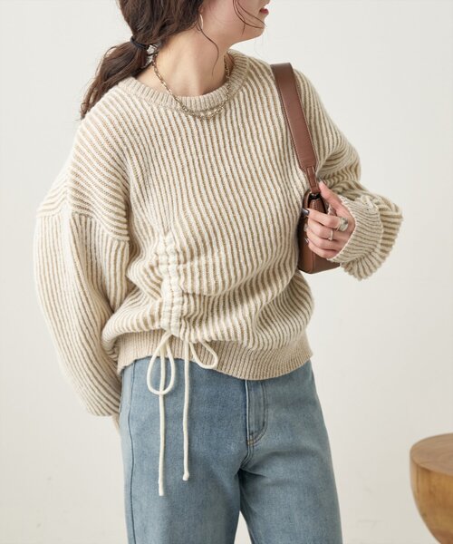 「natural couture」 長袖ニット FREE チャコールグレー レディース_画像2
