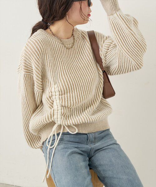 「natural couture」 長袖ニット FREE チャコールグレー レディース_画像3