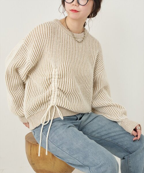 「natural couture」 長袖ニット FREE チャコールグレー レディース_画像4