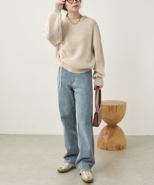 「natural couture」 長袖ニット FREE チャコールグレー レディース_画像5