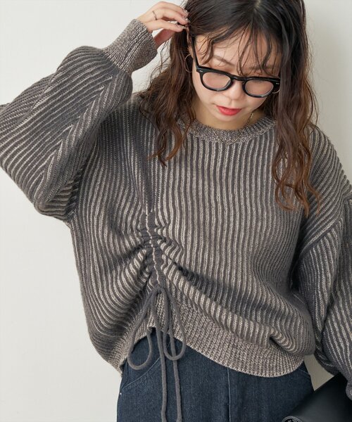 「natural couture」 長袖ニット FREE チャコールグレー レディース_画像7
