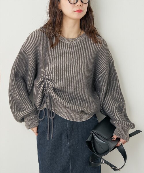 「natural couture」 長袖ニット FREE チャコールグレー レディース_画像8