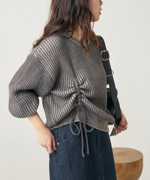 「natural couture」 長袖ニット FREE チャコールグレー レディース_画像9