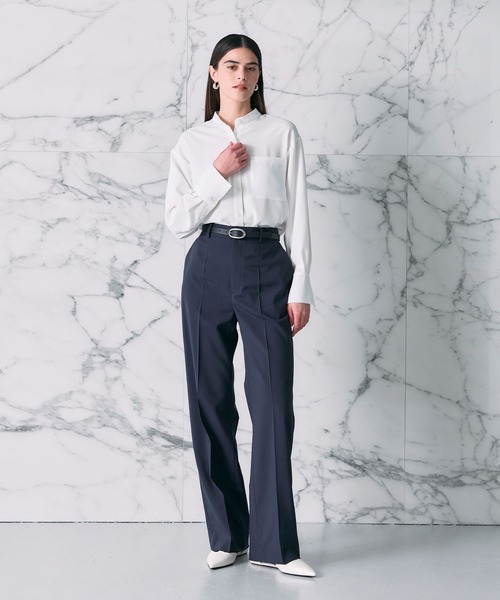 N.O.R.C ブラウス シャツ バックサテンストレッチボウタイブラウス