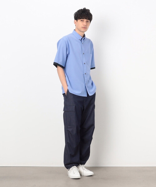 「COMME CA COMMUNE」 半袖シャツ MEDIUM サックスブルー メンズ_画像4