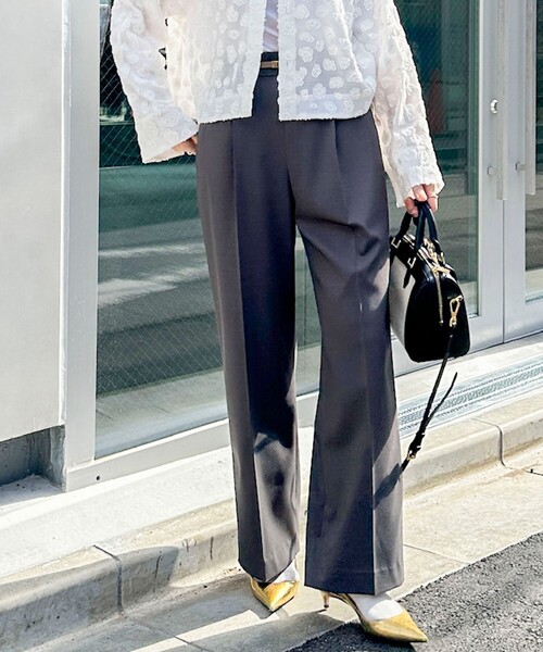 ワイドパンツ パンツ ウォッシャブルドライツイルワイドパンツ レディースの画像