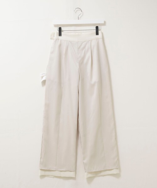 ワイドパンツ パンツ ウォッシャブルドライツイルワイドパンツ レディースの画像