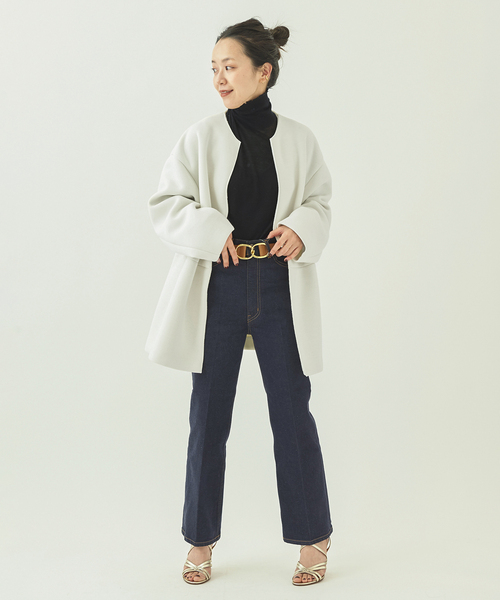 「Plage」 ノーカラージャケット 38 ホワイト レディースの画像