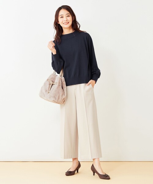 「ANY SIS」 クロップドパンツ 1 ベージュ レディース_画像3