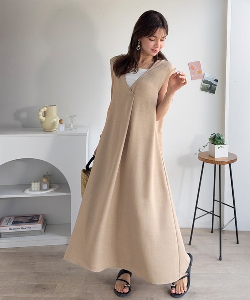 ☆新品タグ付き☆BACCA コットンピケバックリボンドレス　ロングワンピース セール】 コットンピケ バックリボンドレス （ロング・マキシ丈