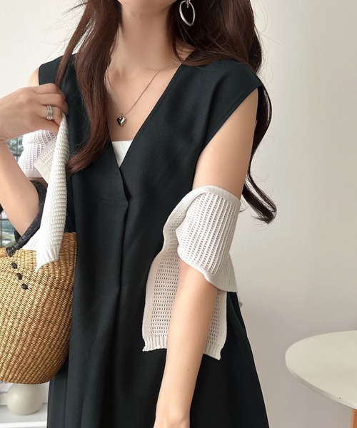 【美品】INGEBORG ノースリーブベストリボン 背面ロゴ刺繍 ブラウン classicalelf（クラシカルエルフ） ワンピース 後ろ姿に、ときめきを