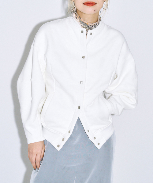 トレーナー スウェット SEEALL 別注 ERGONOMIC SNAP CARDIGAN 「WHITE」：スウェット レディース