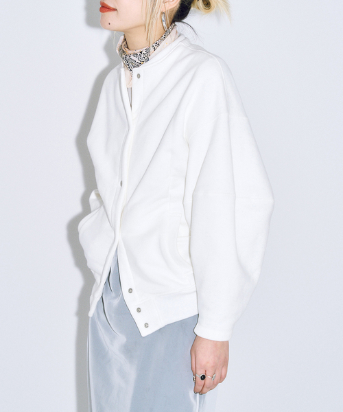 トレーナー スウェット SEEALL 別注 ERGONOMIC SNAP CARDIGAN 「WHITE」：スウェット レディース_2