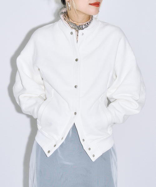 トレーナー スウェット SEEALL 別注 ERGONOMIC SNAP CARDIGAN 「WHITE」：スウェット レディース_3