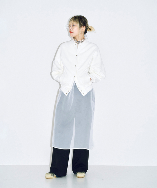 トレーナー スウェット SEEALL 別注 ERGONOMIC SNAP CARDIGAN 「WHITE」：スウェット レディース_4