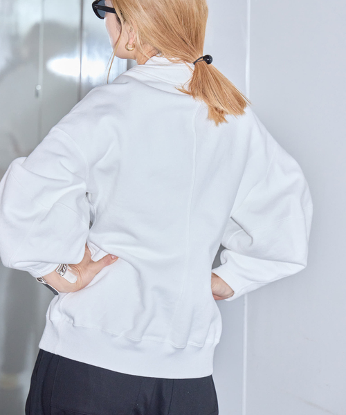 トレーナー スウェット SEEALL 別注 ERGONOMIC SNAP CARDIGAN 「WHITE」：スウェット レディース_5