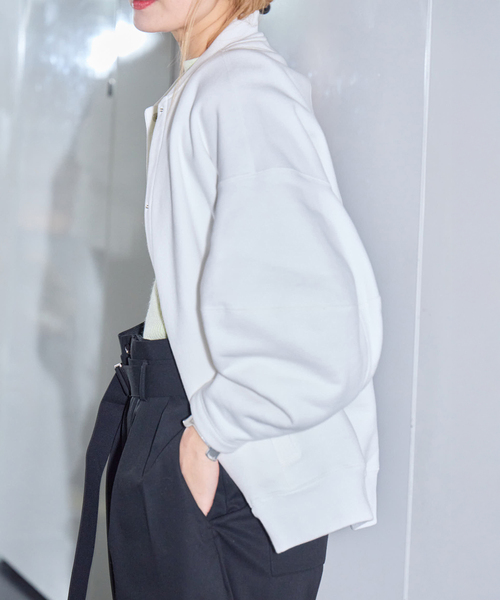 トレーナー スウェット SEEALL 別注 ERGONOMIC SNAP CARDIGAN 「WHITE」：スウェット レディース_7